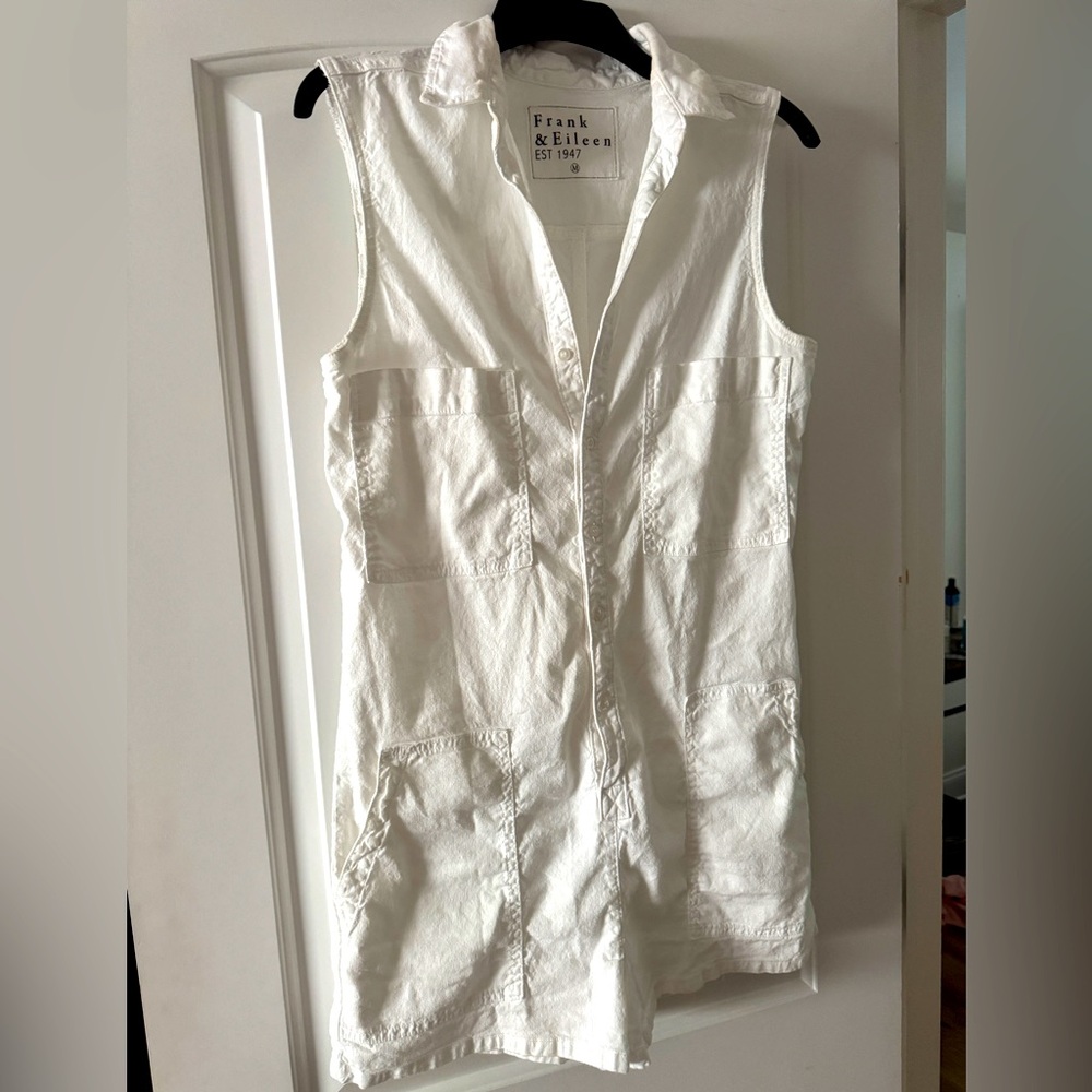Frank & Eileen $448 Ireland Playsuit Romper Linen White M Medium Sleeveless